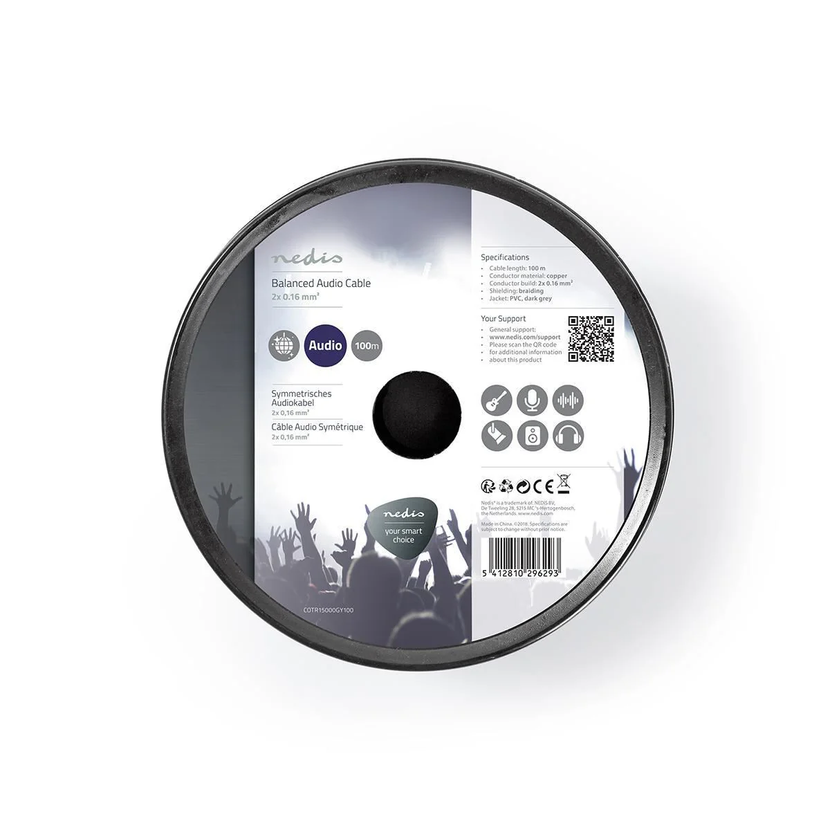 Nedis Audio Cable | 2 x 0.16 mm² | Copper | 100.0 m | Round | PVC | Dark Grey | Reel - Image 3