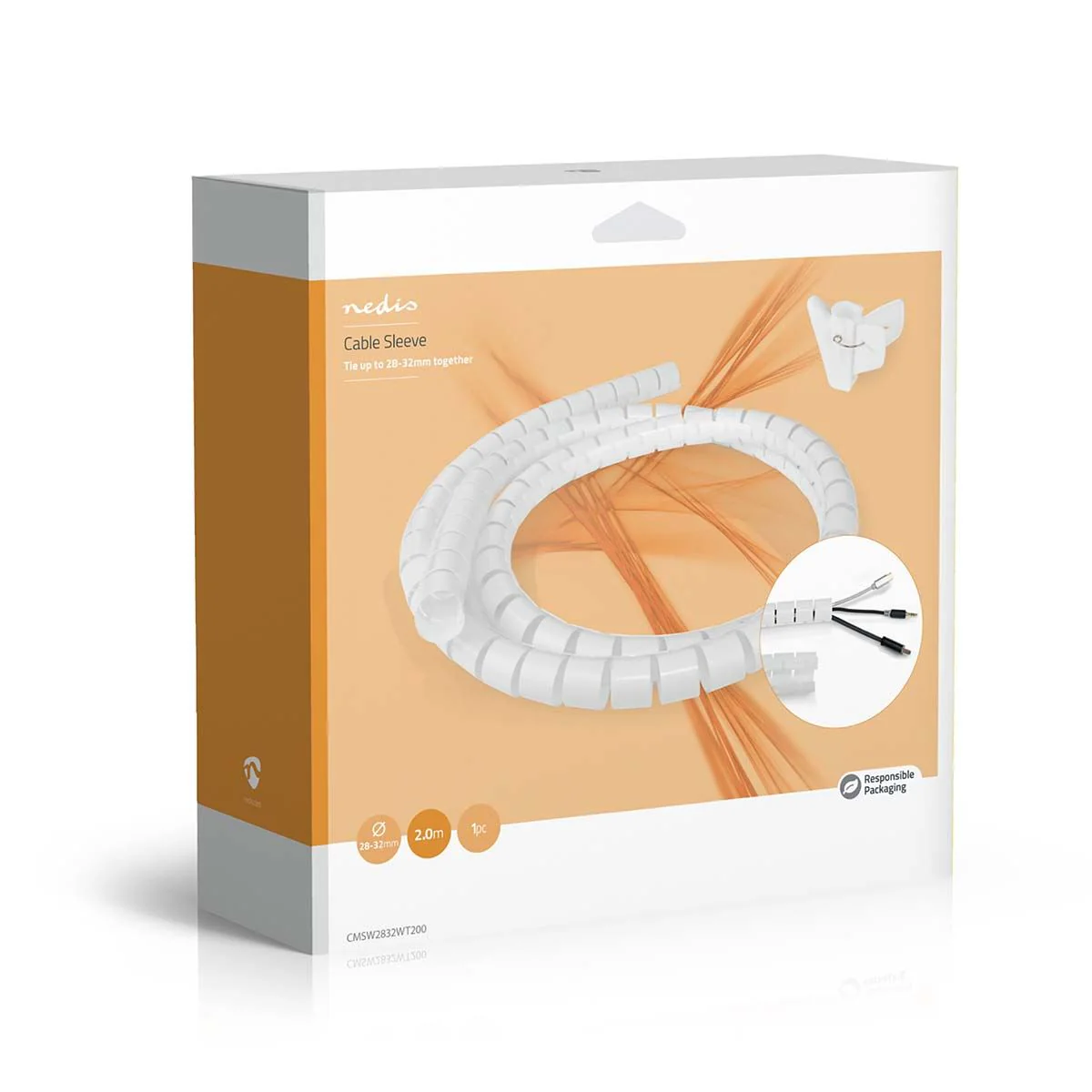 Nedis Cable Management | Spiral Sleeve | 1 pcs | Maximum cable thickness: 32 mm | PE | White - Image 7