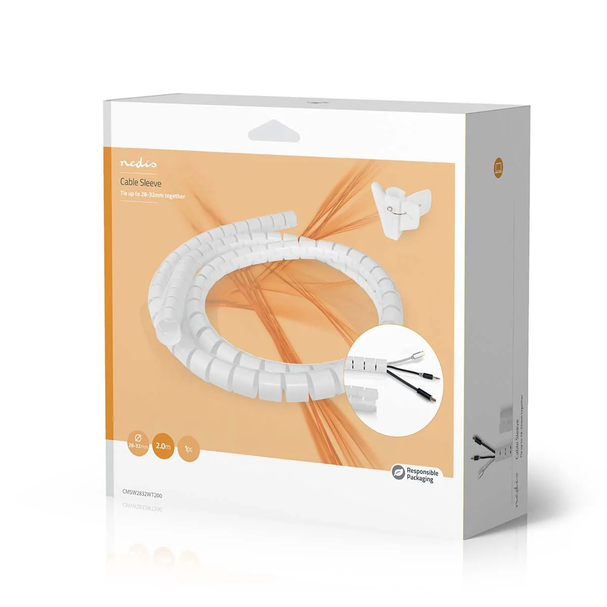 Nedis Cable Management | Spiral Sleeve | 1 pcs | Maximum cable thickness: 32 mm | PE | White - Image 8