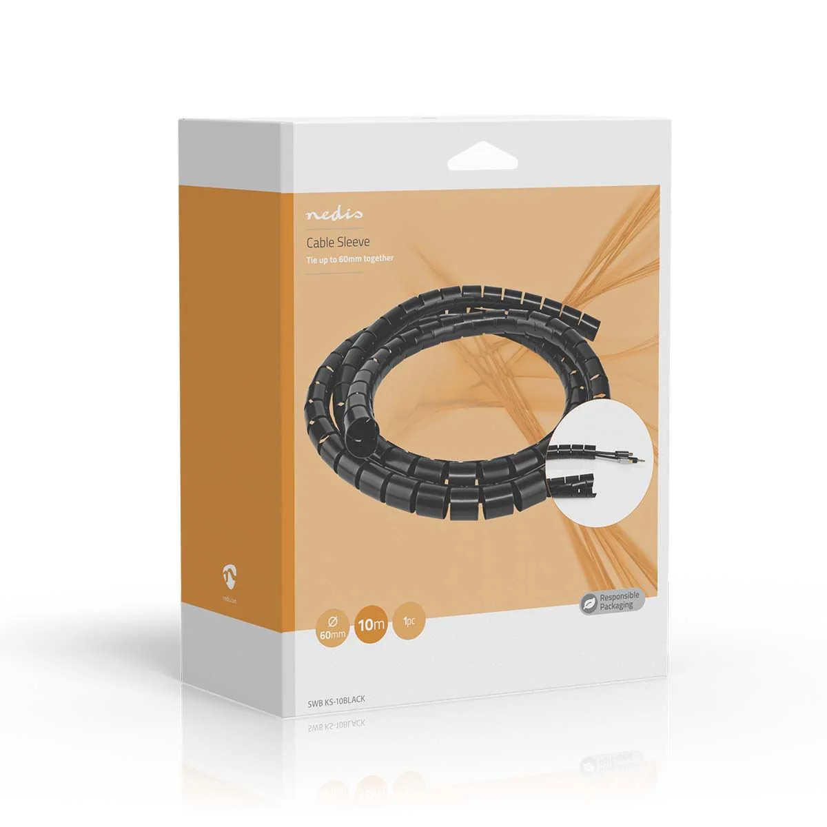 Nedis Cable Management | Spiral Sleeve | 1 pcs | Maximum cable thickness: 60 mm | PVC | Black - Image 6