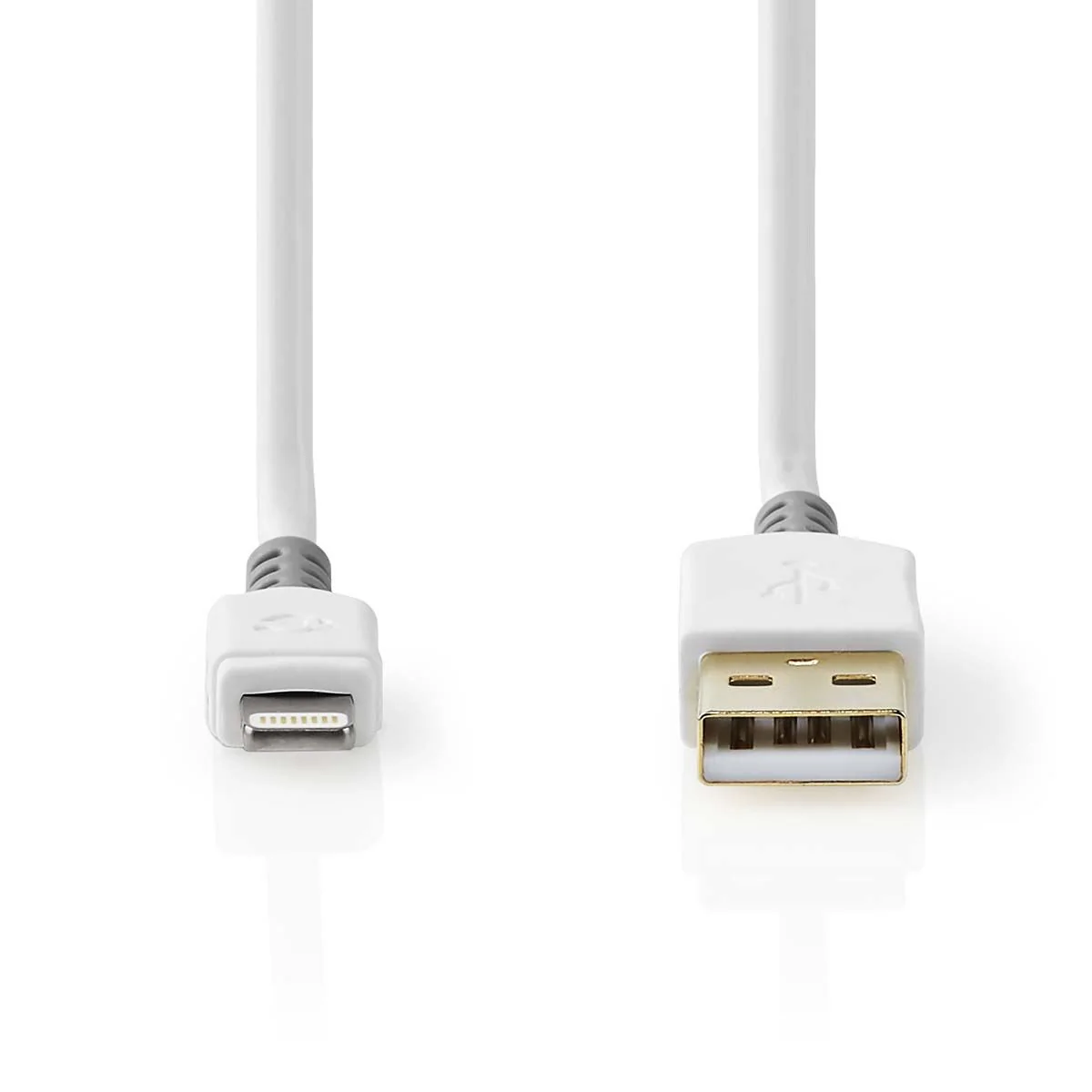 Nedis Lightning Cable | USB 2.0 | Apple Lightning 8-Pin | USB-A Male | 480 Mbps | Gold Plated | 2.00 m | Round | PVC | Grey / White | Box - Image 3